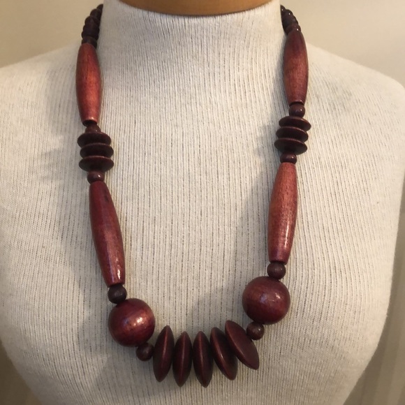 Vintage Large Wooden Bead Necklace 26 1/2”. - Picture 6 of 12
